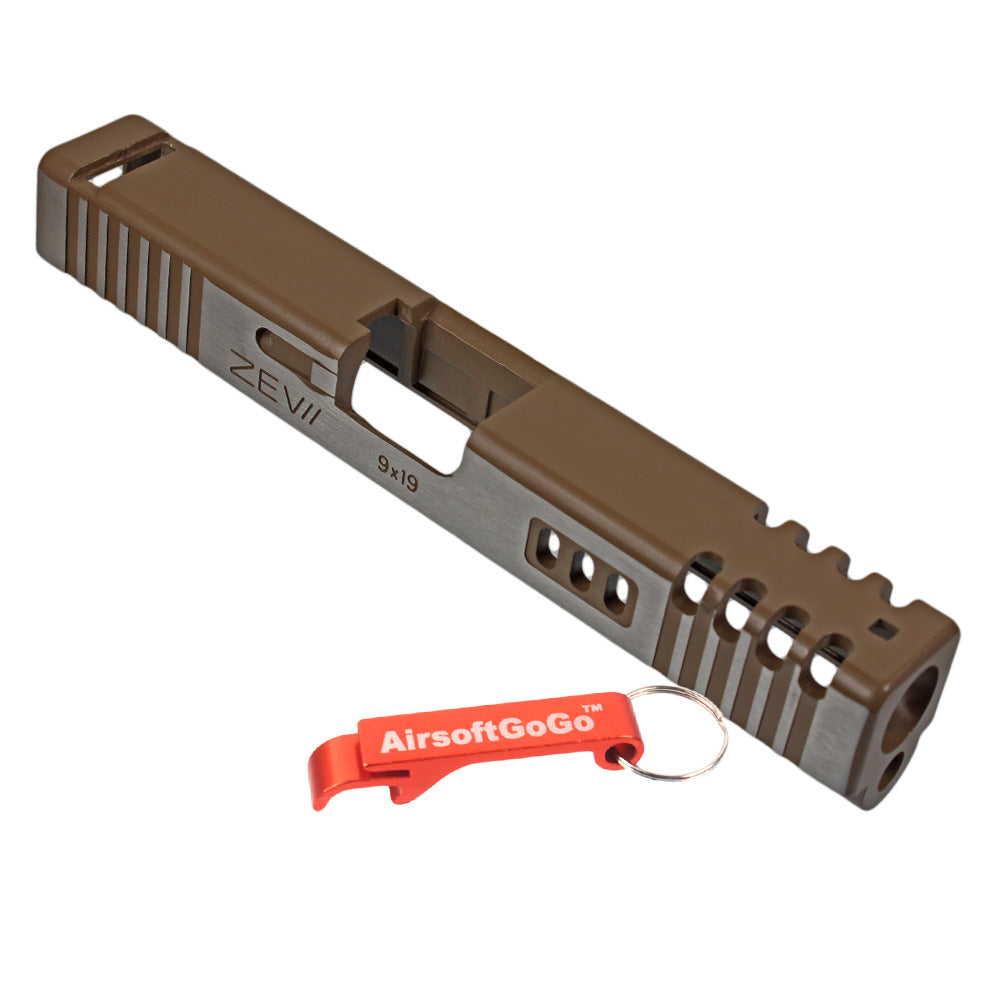Custom slide for Marui G17 gas blowback ZEV type (brown body/black barrel)