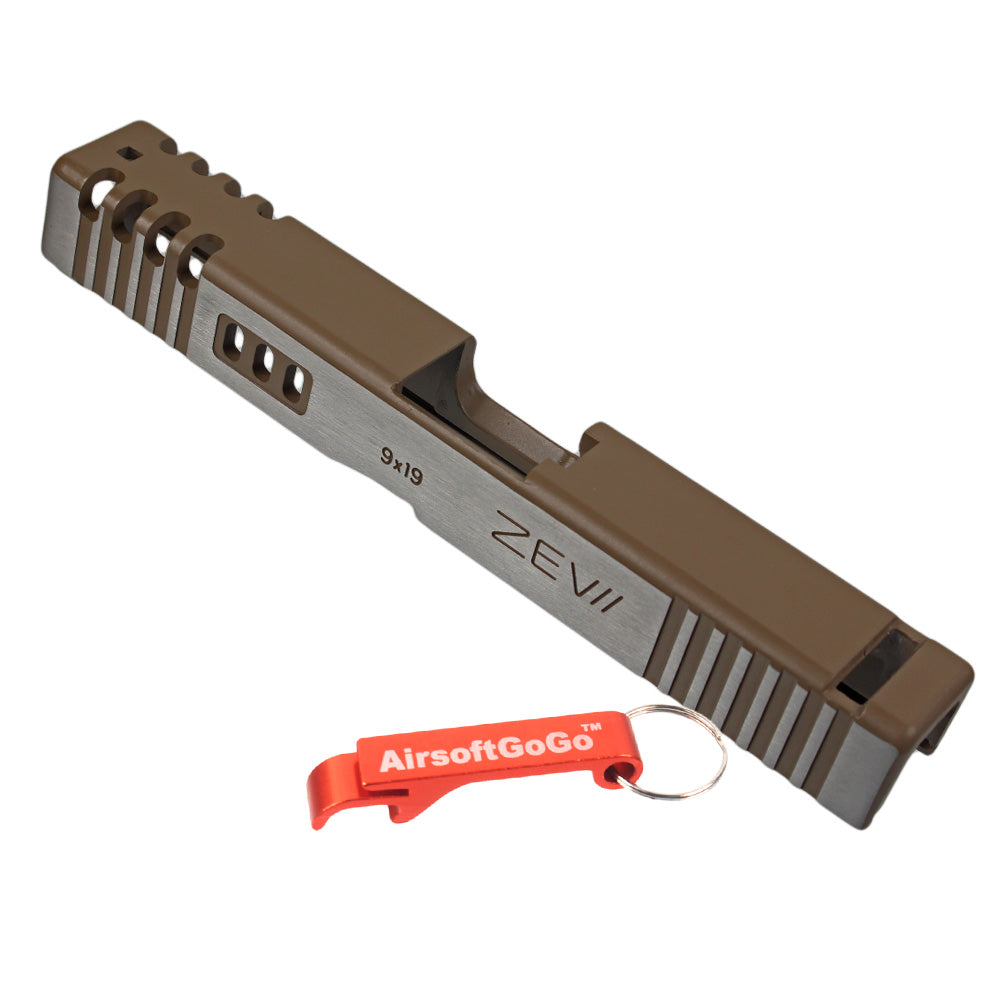 Custom slide for Marui G17 gas blowback ZEV type (brown body/black barrel)