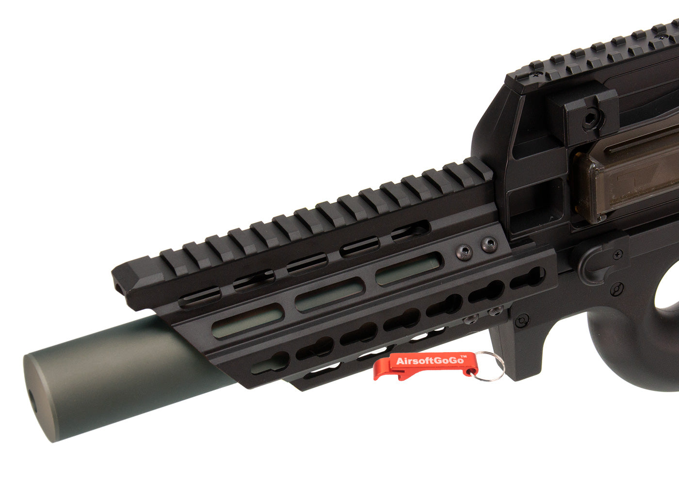 Battleaxe製 マルイ / CYMA電動ガン P90用 M-Lok & キーモッド レールハンドガード (14mm正逆ネジ対応サプレッサー付 )