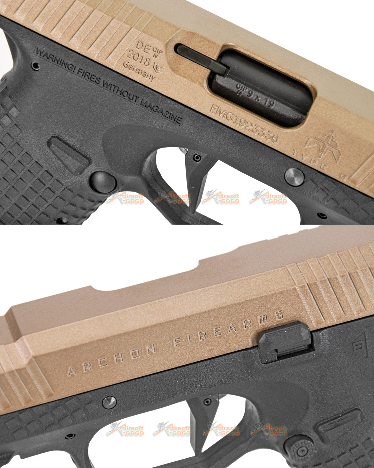 EMG / ARCHON AR タイプ B ガスブローバック GBB (ブラック ・ダークアース色)