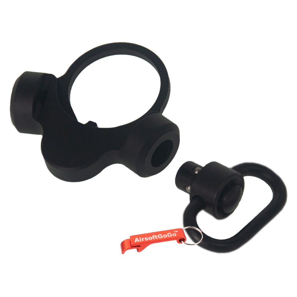G&P Extended Stock Dual Sling Mount & QD Sling Swivel (Black) for Marui M4A1 MWS GBBR