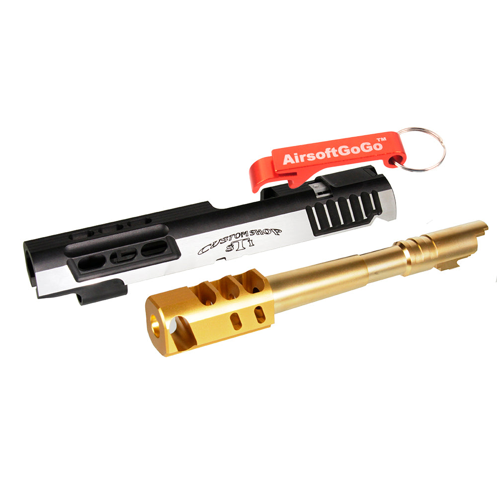 Marui Hicapa 5.1 Compatible Gunsmith Bros STI DVC Type Aluminum Custom Slide Set (Silver & Gold)