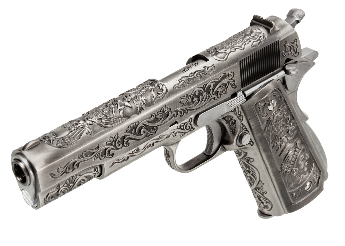 WE M1911A1 エングレーブ風カスタム Classic Floral Pattern モデル GBBフルメタルパーツセット (シルバー)