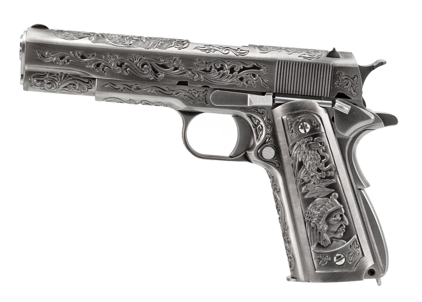 WE M1911A1 エングレーブ風カスタム Classic Floral Pattern モデル GBBフルメタルパーツセット (シルバー)