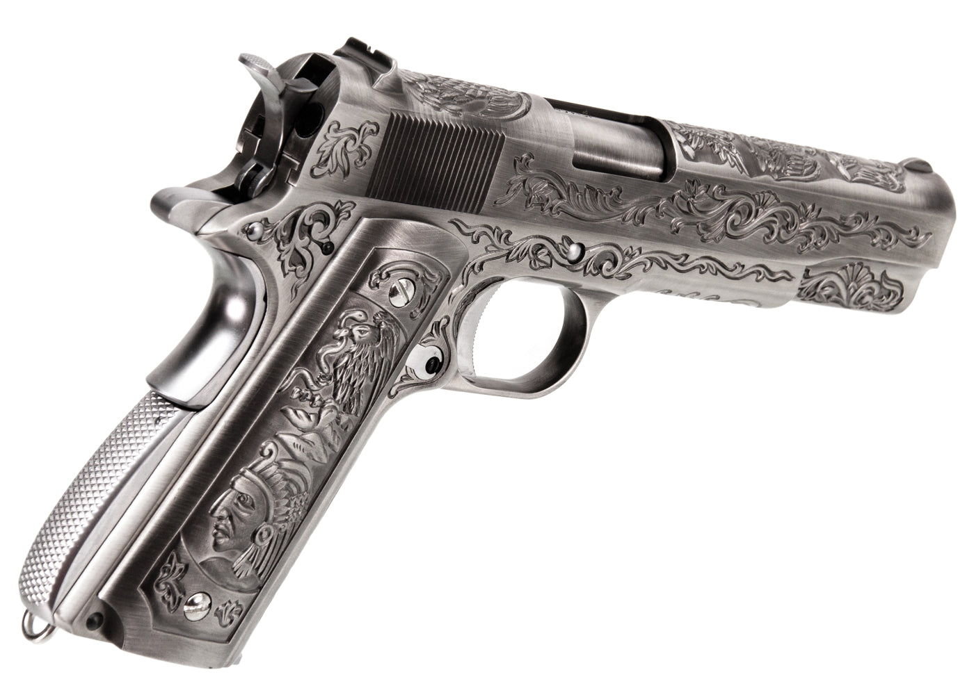 WE M1911A1 エングレーブ風カスタム Classic Floral Pattern モデル GBBフルメタルパーツセット (シルバー)