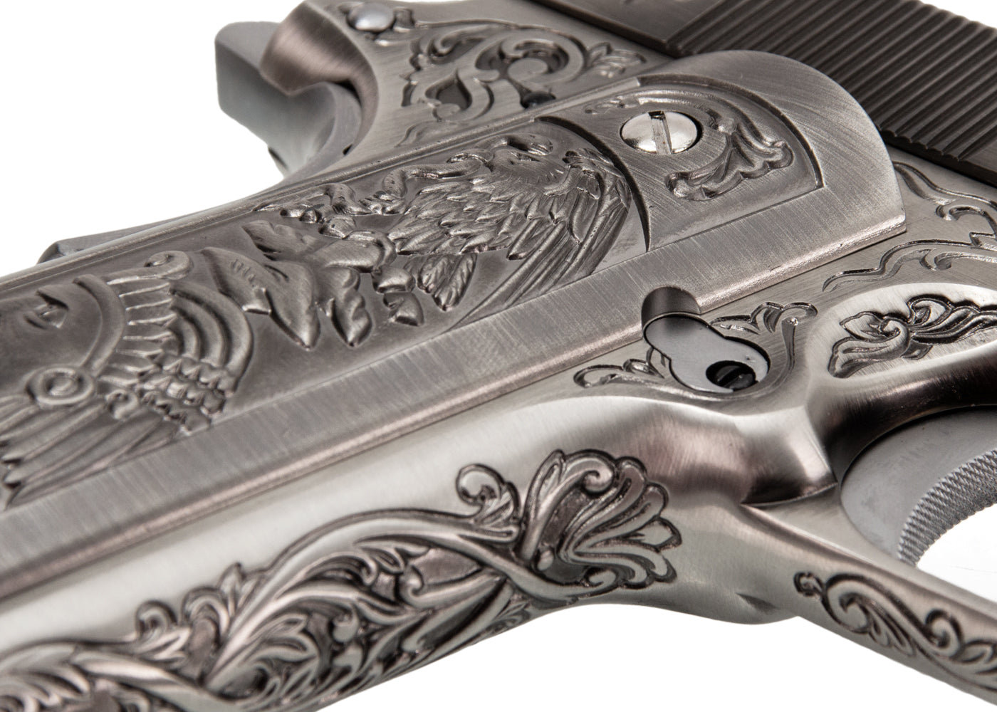 WE M1911A1 エングレーブ風カスタム Classic Floral Pattern モデル GBBフルメタルパーツセット (シルバー)