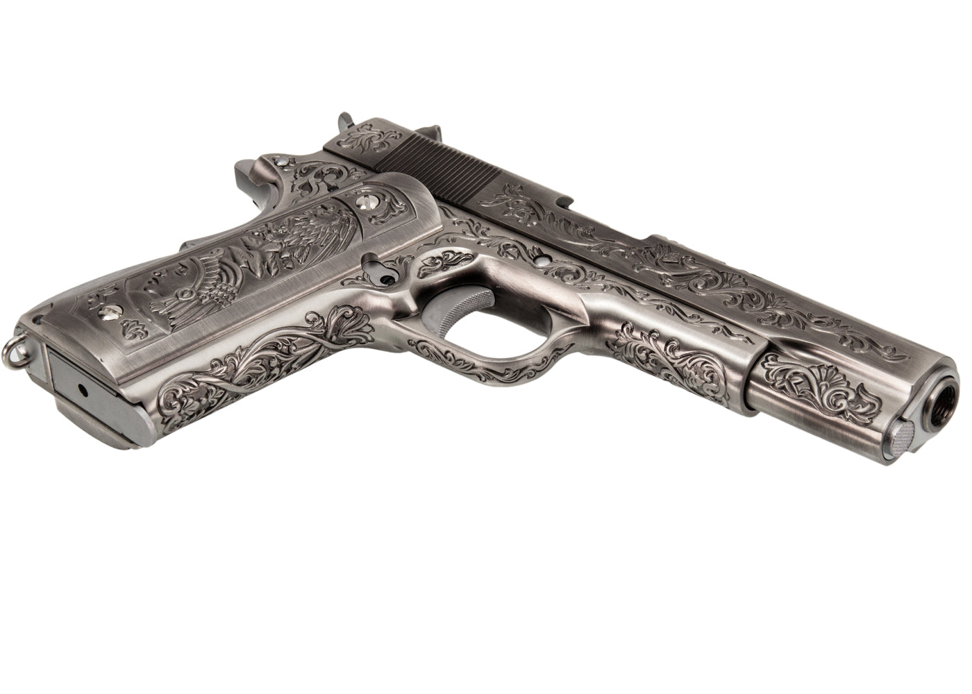 WE M1911A1 エングレーブ風カスタム Classic Floral Pattern モデル GBBフルメタルパーツセット (シルバー)