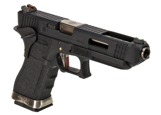 WE G34 T5 ガスブローバック  (シルバーアウターバレル、ブラックフレーム)