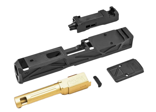 JDG WAR Afterburner RMR Slide Set Tokyo Marui G19 Gen 3 Gas Blowback GBB Only (License by WAR) (Black Slide/Rose Gold Barrel)