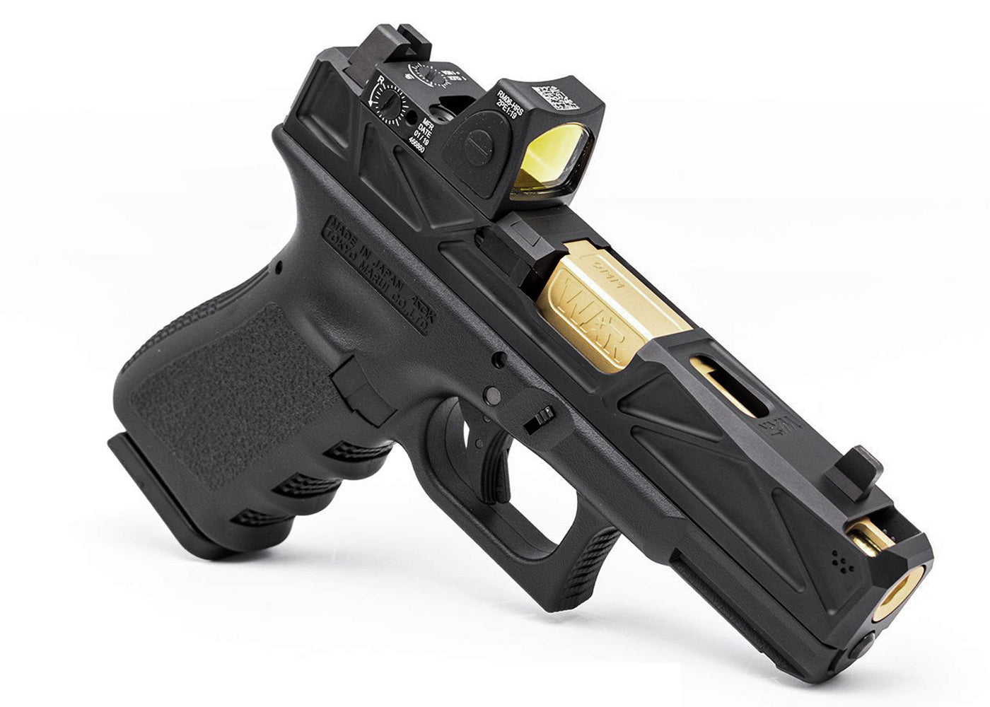 JDG WAR Afterburner RMR Slide Set Tokyo Marui G19 Gen 3 Gas Blowback GBB Only (License by WAR) (Black Slide/Rose Gold Barrel)