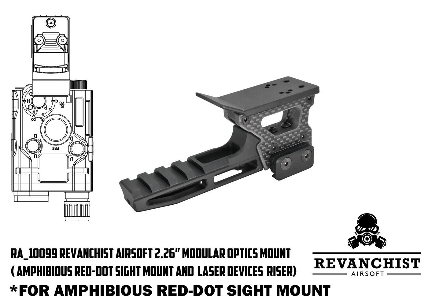 Revanchist Airsoft 2.26インチ モジュラー光学系マウント - T2/両用レッドドット・サイト専用
