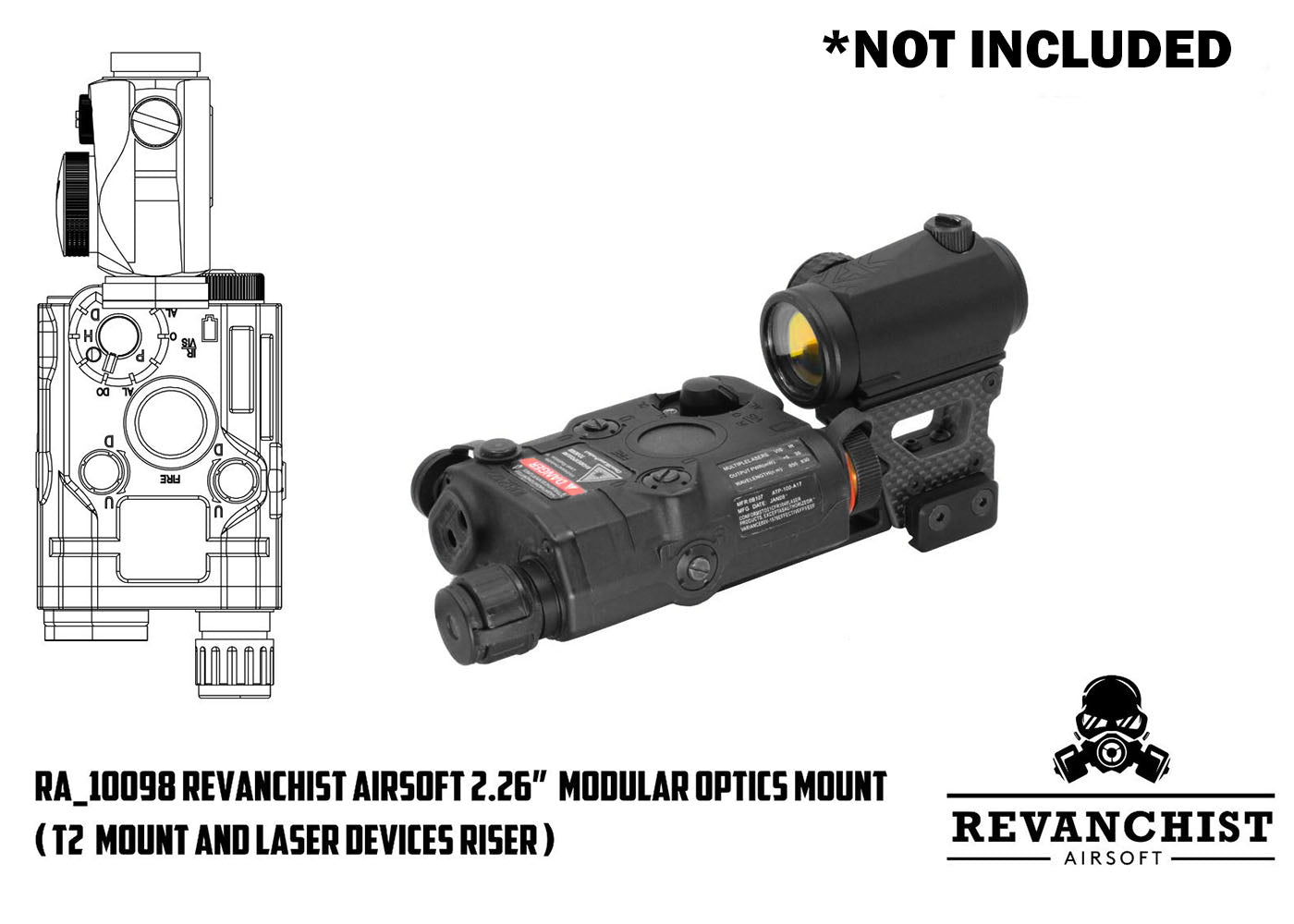 Revanchist Airsoft 2.26インチ モジュラー光学系マウント - T2/両用レッドドット・サイト専用