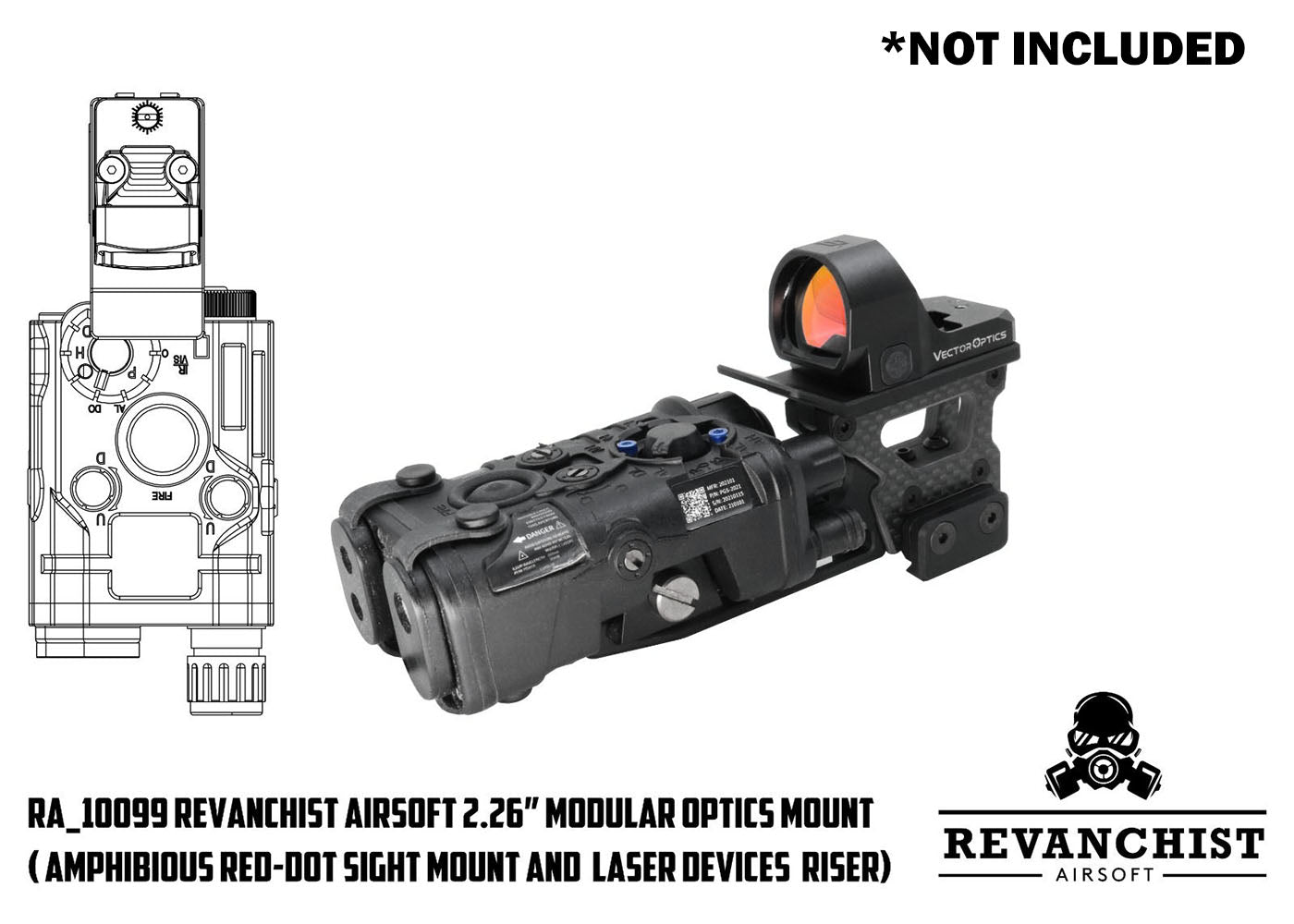 Revanchist Airsoft 2.26インチ モジュラー光学系マウント - T2/両用レッドドット・サイト専用