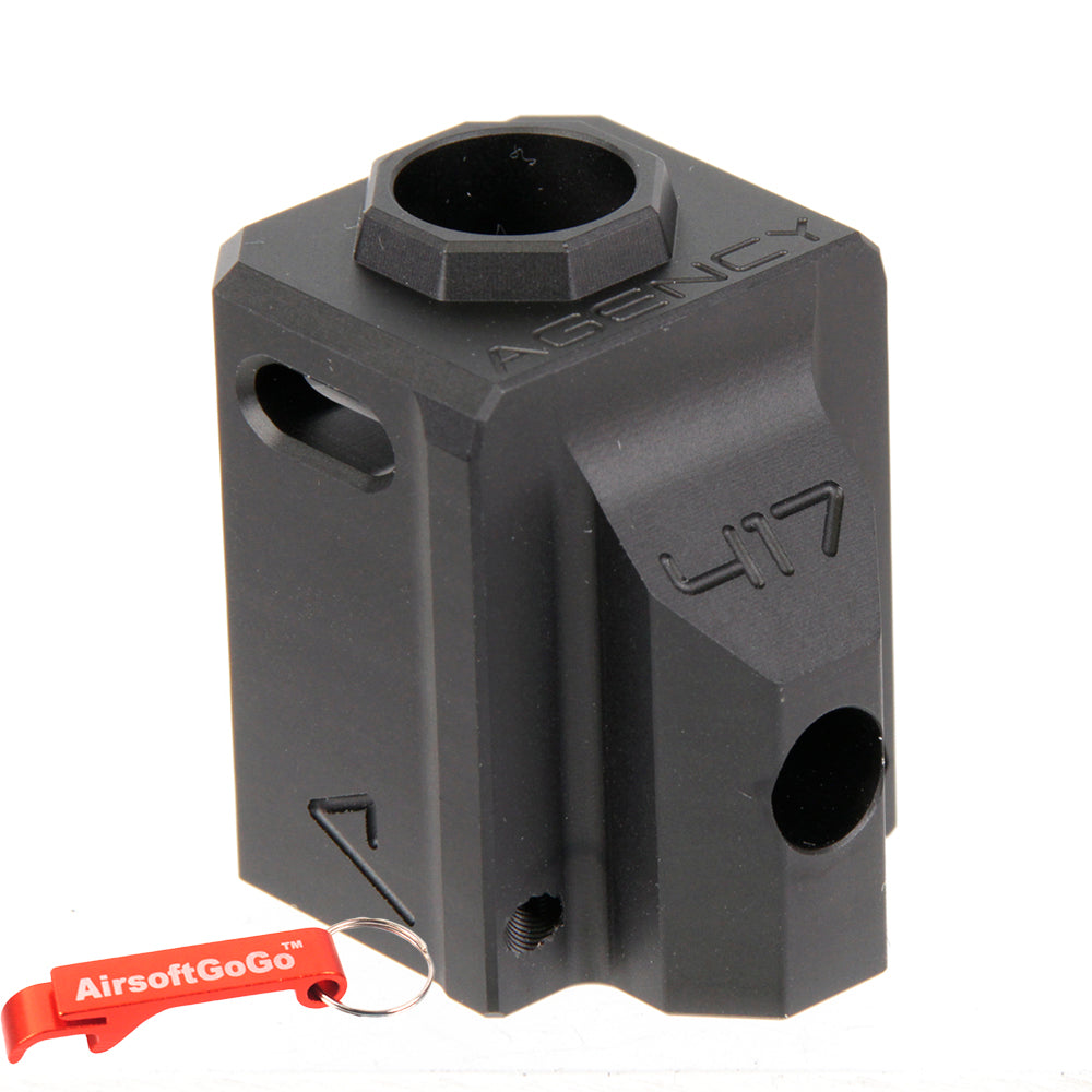 RWA Marui/VFC/WE-Tech G17 & G18C series compatible AgencyArms type 417 compensator (black) 14mm reverse thread compatible