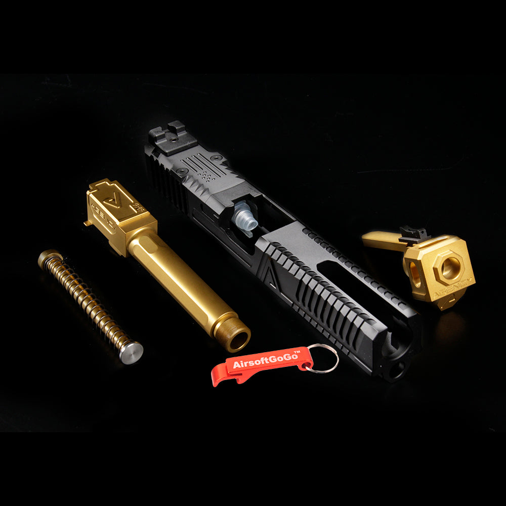 Compatible with Tokyo Marui G17 RWA Agency Arms Project NOC Glock Slide Set (Black & Gold)