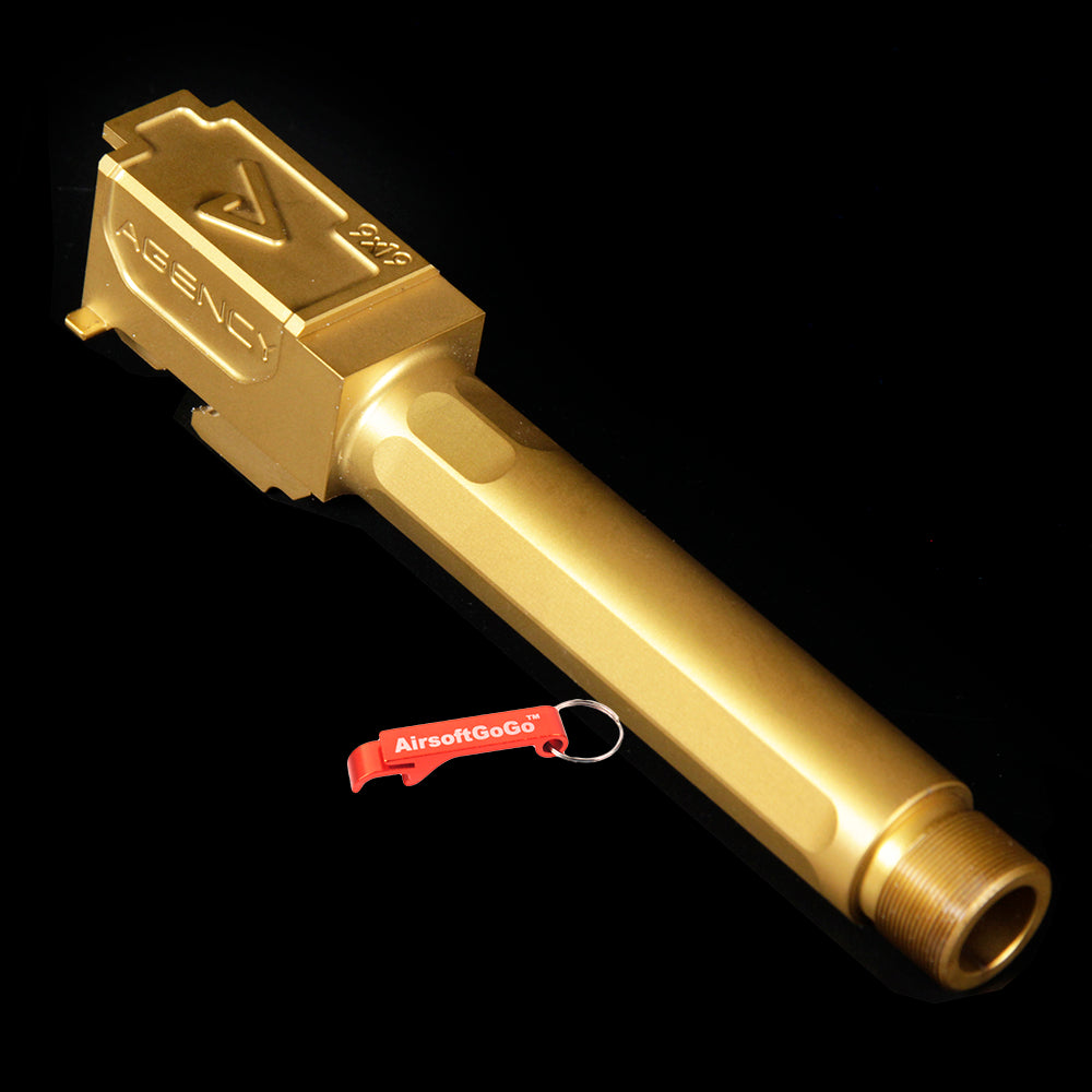 Compatible with Tokyo Marui G17 RWA Agency Arms Project NOC Glock Slide Set (Black & Gold)