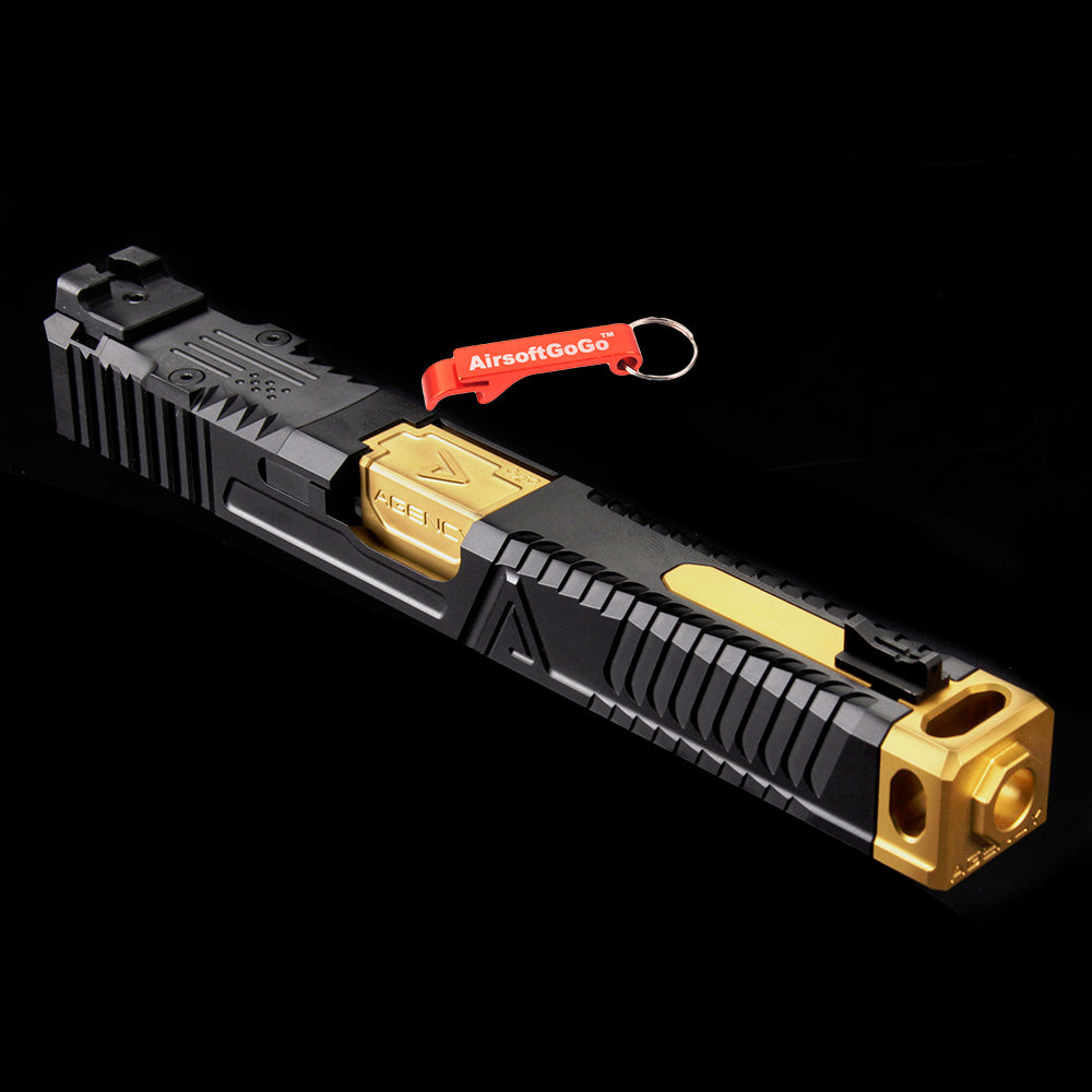 Compatible with Tokyo Marui G17 RWA Agency Arms Project NOC Glock Slide Set (Black & Gold)