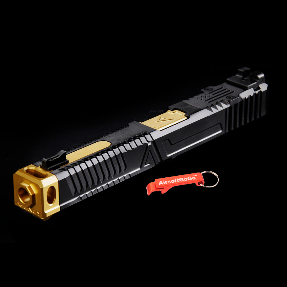 Compatible with Tokyo Marui G17 RWA Agency Arms Project NOC Glock Slide Set (Black & Gold)