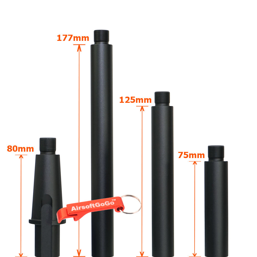 Custom multi-length outer barrel black for Tokyo Marui M4/M16 (size: 80/177/125/75mm) (black)