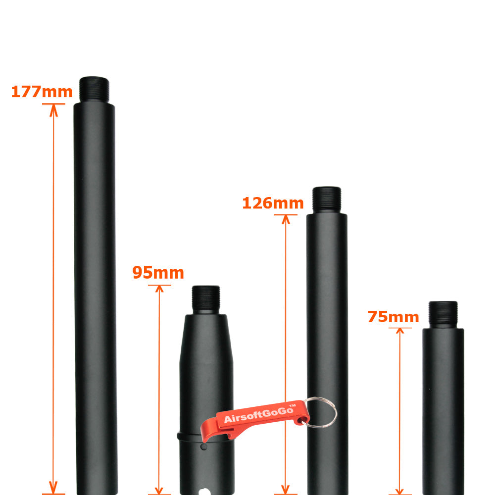 Systema PTW M4専用のカスタム マルチレングス アウターバレル ブラック (サイズ:95/177/126/75mm)