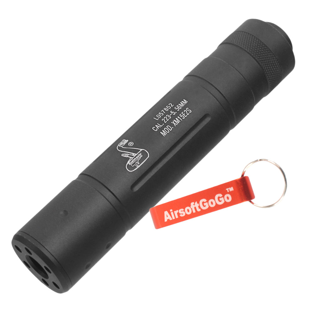 "BUSHMASTER" engraved, 14mm reverse thread D30 x 150mm (diameter x total length) suppressor
