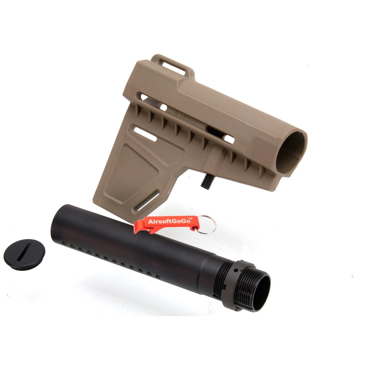 Ameobaアメーバ & Ares 電動ガンM4用 ARES Amoebaアメーバ リトラクタブルストック Bタイプ (ダークアース色)-AIRSOFT GOGO エアガン・サバゲー用品通販