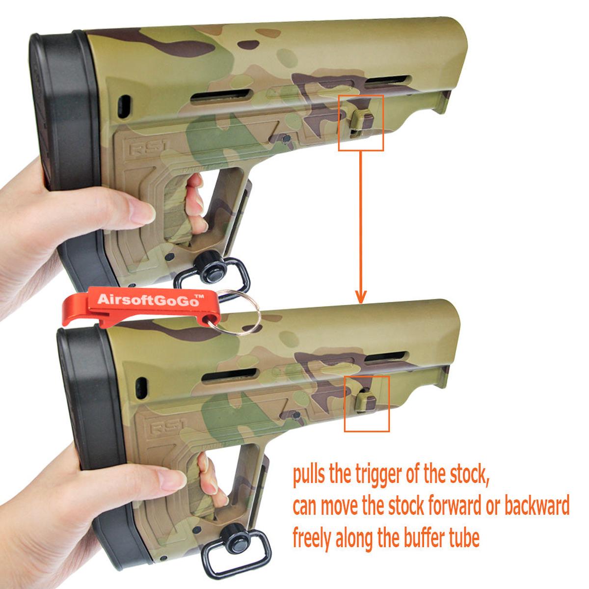 APS製電動ガンM4用RS-1タイプ バッファー・ストック (A-TACS MC迷彩)-AIRSOFT GOGO エアガン・サバゲー用品通販