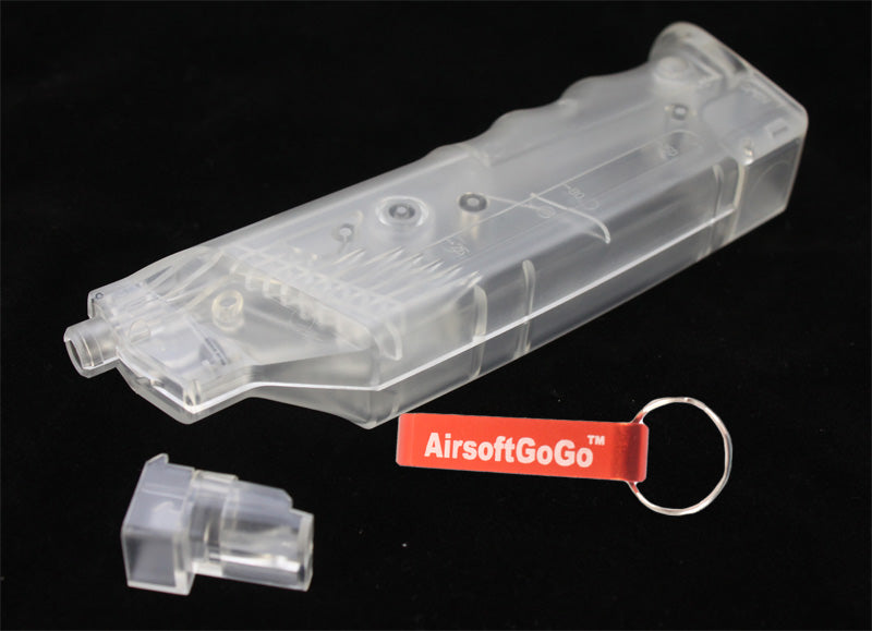 Spartan Doctrine 200-round high-capacity BB gun loader for electric gun gas blowback (transparent)