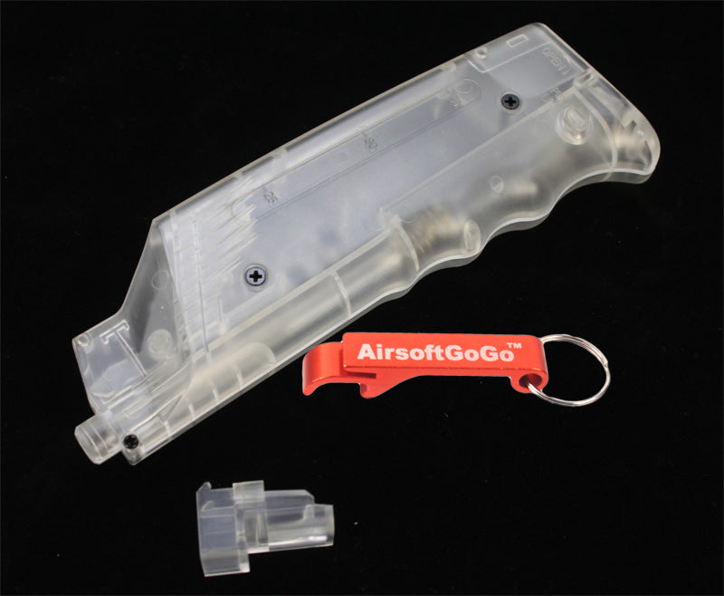 Spartan Doctrine 200-round high-capacity BB gun loader for electric gun gas blowback (transparent)