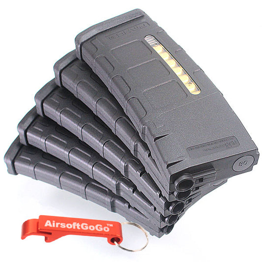 M4 シリーズ SCAR-L MK16 マルイ Cybergun G&P ICS 電動ガン用PTS MAGPUL PMAG 75連マガジン (5本セット、黒)