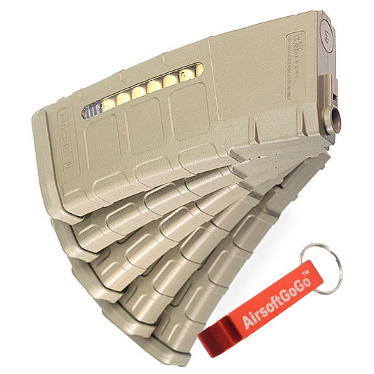 M4 シリーズ SCAR-L MK16 マルイ Cybergun G&P ICS 電動ガン用PTS MAGPUL PMAG 75連マガジン (5本セット、ダークアース色)