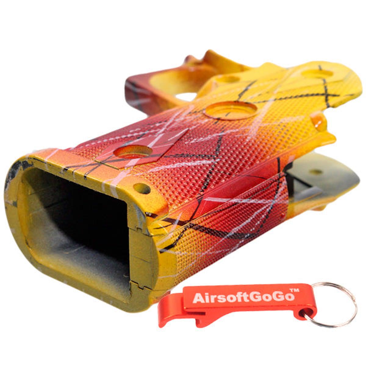 ガスブローバック マルイ ・WE ハイキャパ用カスタムグリップ (黄・赤色)-AIRSOFT GOGO エアガン・サバゲー用品通販