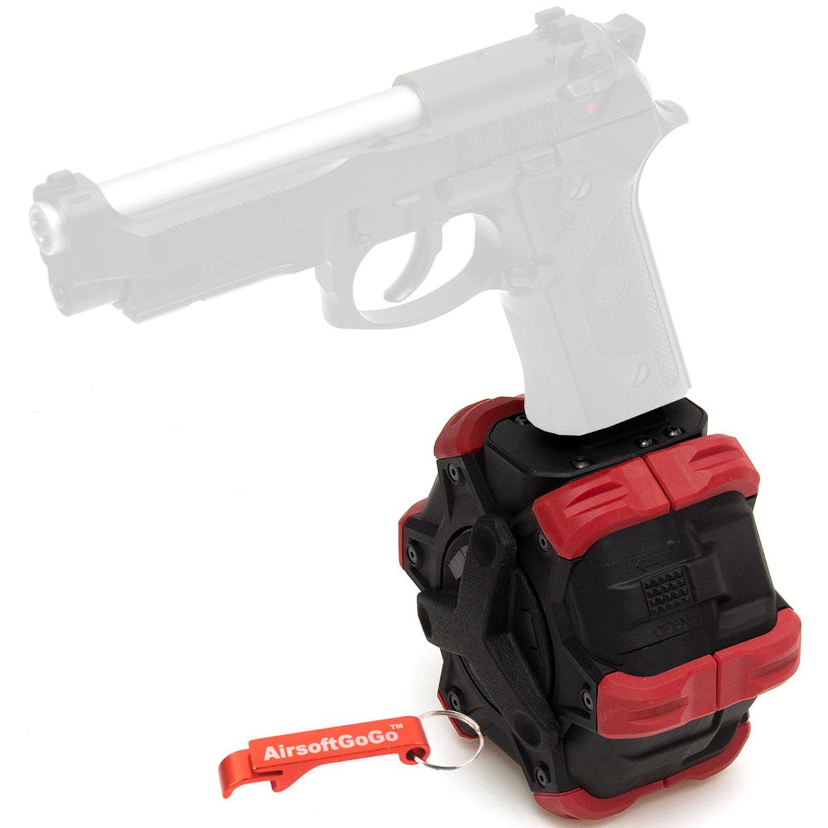 マルイ / WE-Tech / AW M9シリーズ GBB用 ARMORER WORKS 350連ドラムマガジン (ブラック)-AIRSOFT GOGO エアガン・サバゲー用品通販