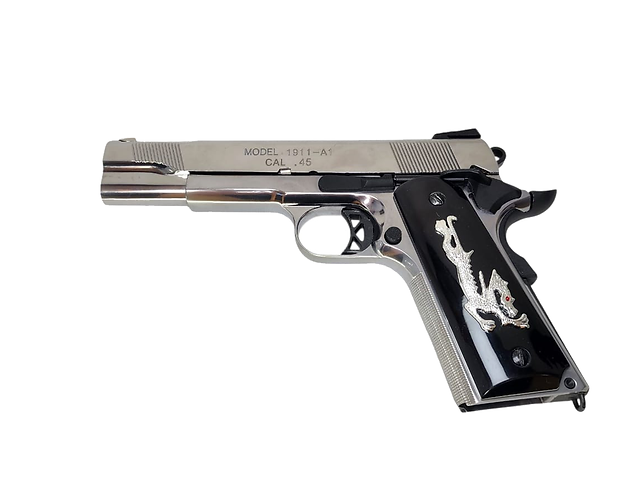FCW フェイスオフ M1911 V12 GBBピストル（リリーフドラゴングリップ付き、銀(ぎん)