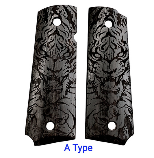 FCW 1911 タイガー彫刻入り木製グリップ - TYPE A
