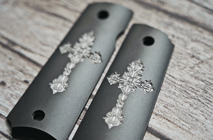 FCW 1911 クロススカル アルミ マットブラック グリップ 