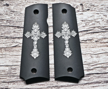 FCW 1911 クロススカル アルミ マットブラック グリップ 
