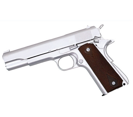 FCW Norinco M1911A1 GBBP チェッカーウッドグリップ付き (2025年8月発売) - 銀(ぎん)