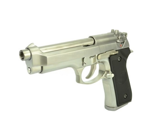 FCW x WE M92 全メタル(ぜんきんぞく)GBBピストル（フルマーキング付き）- 銀(ぎん)
