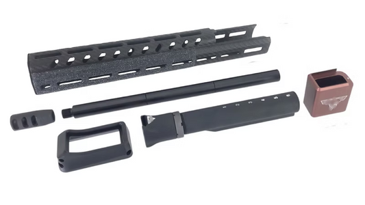 FCW MPX AEG/GBB TT JWカービンキット カーボンファイバースティップリングハンドガード（銅製マガジンベース付き）