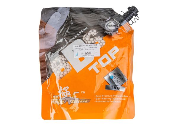 Ultraforce TOP プレミアムマッチグレード 0.25g BB弾 - ホワイト (1kg/袋)