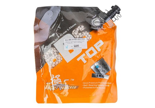 Ultraforce TOP プレミアムマッチグレード 0.25g BB弾 - ホワイト (1kg/袋)
