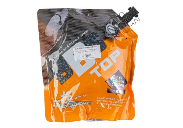Ultraforce TOP プレミアムマッチグレード 0.25g BB弾 - ブラック (1kg/袋)