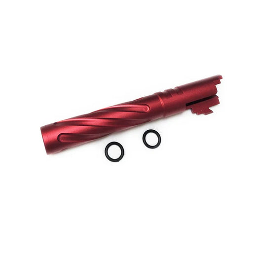 5KU Tokyo Marui ハイキャパ 5.1用 アルミ製 竜巻 ハンドガンバレル ( GB-521 ) - 赤