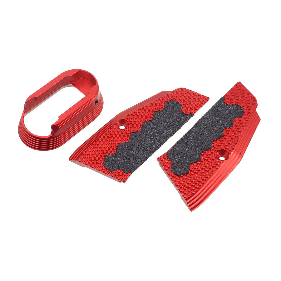 5KU CNCアルミショートグリップパネルとマグウェル（KJW/ASG Shadow2用、GBSD2028）-  赤