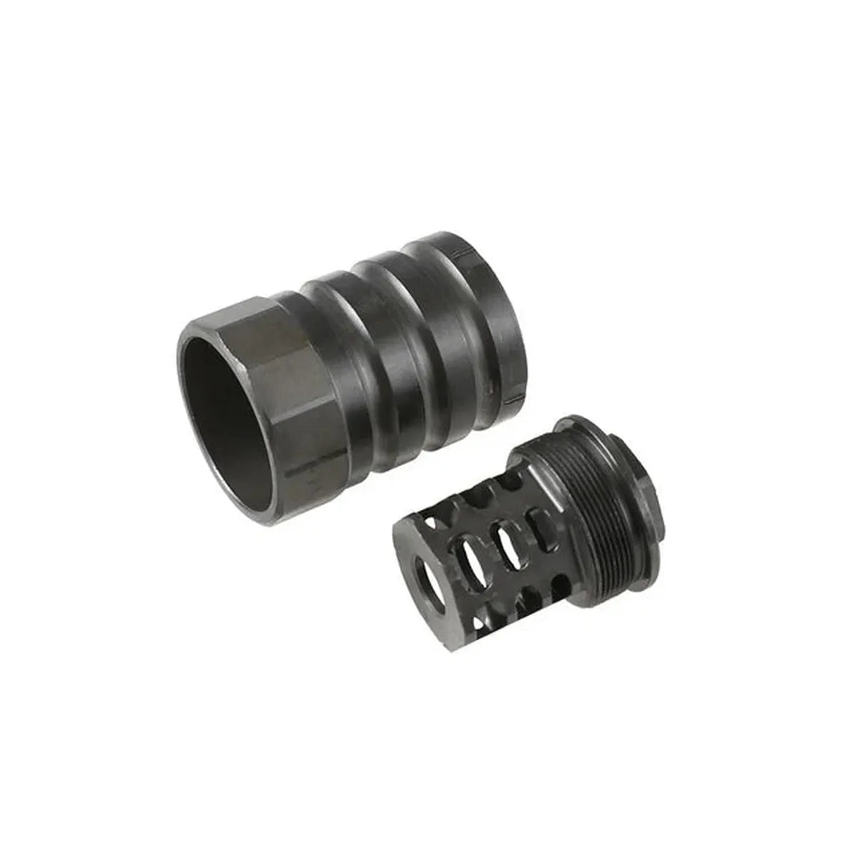 5KU 360 X12 AK マズルブレーキ ブラストシールド付き (14mm+) (5KU-338) - ブラック-AIRSOFT GOGO エアガン・サバゲー用品通販