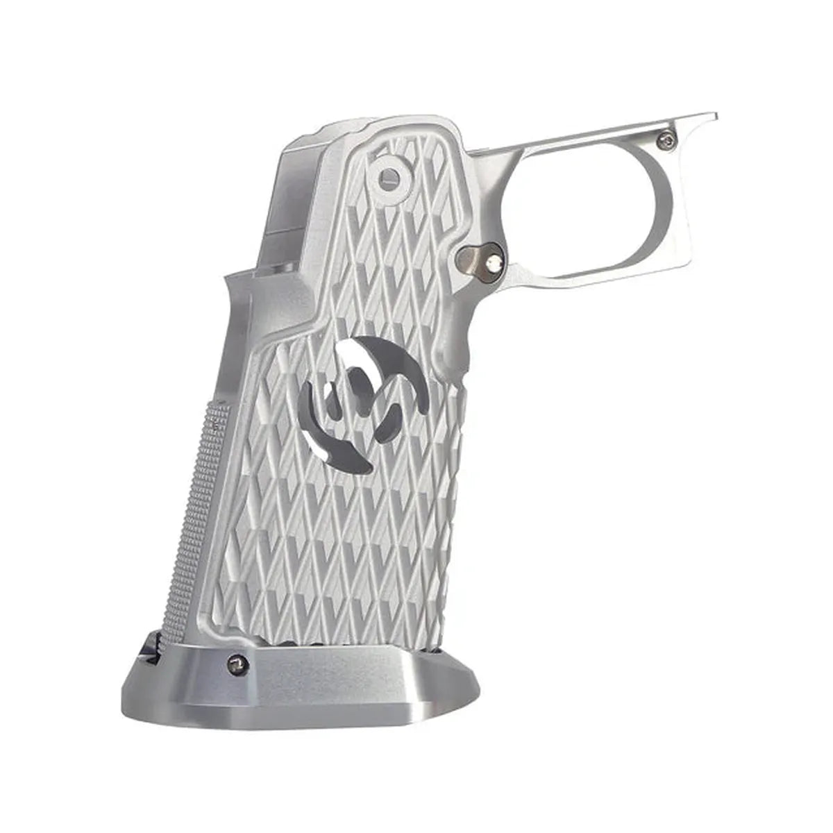 5KU CNC アルミグリップ タイプ.6 マルイ ハイキャパ GBB エアソフトガン用 (5KU-GB-585) - シルバー-AIRSOFT GOGO エアガン・サバゲー用品通販