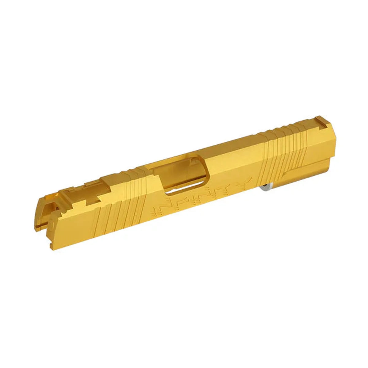 5KU インフィニティ スタイル CNC アルミスライド マルイ ハイキャパ 5.1 エアソフトガン用 (JI-101-GY) - ゴールド-AIRSOFT GOGO エアガン・サバゲー用品通販