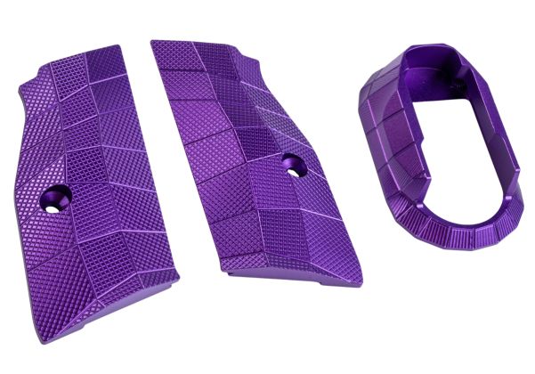 5KU KJ Shadow 2 エアソフト LOKスタイル ショートグリップ マグウェル付き (アルミニウム / アルミ) - 紫-AIRSOFT GOGO エアガン・サバゲー用品通販