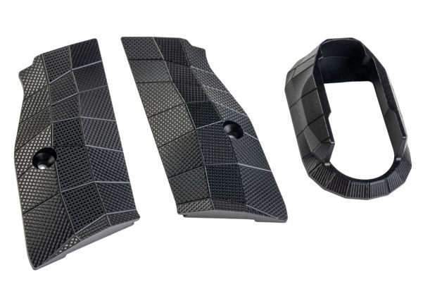 5KU KJ Shadow 2 エアソフト LOKスタイル ショートグリップ マグウェル付き (アルミニウム / アルミ) - ブラック-AIRSOFT GOGO エアガン・サバゲー用品通販
